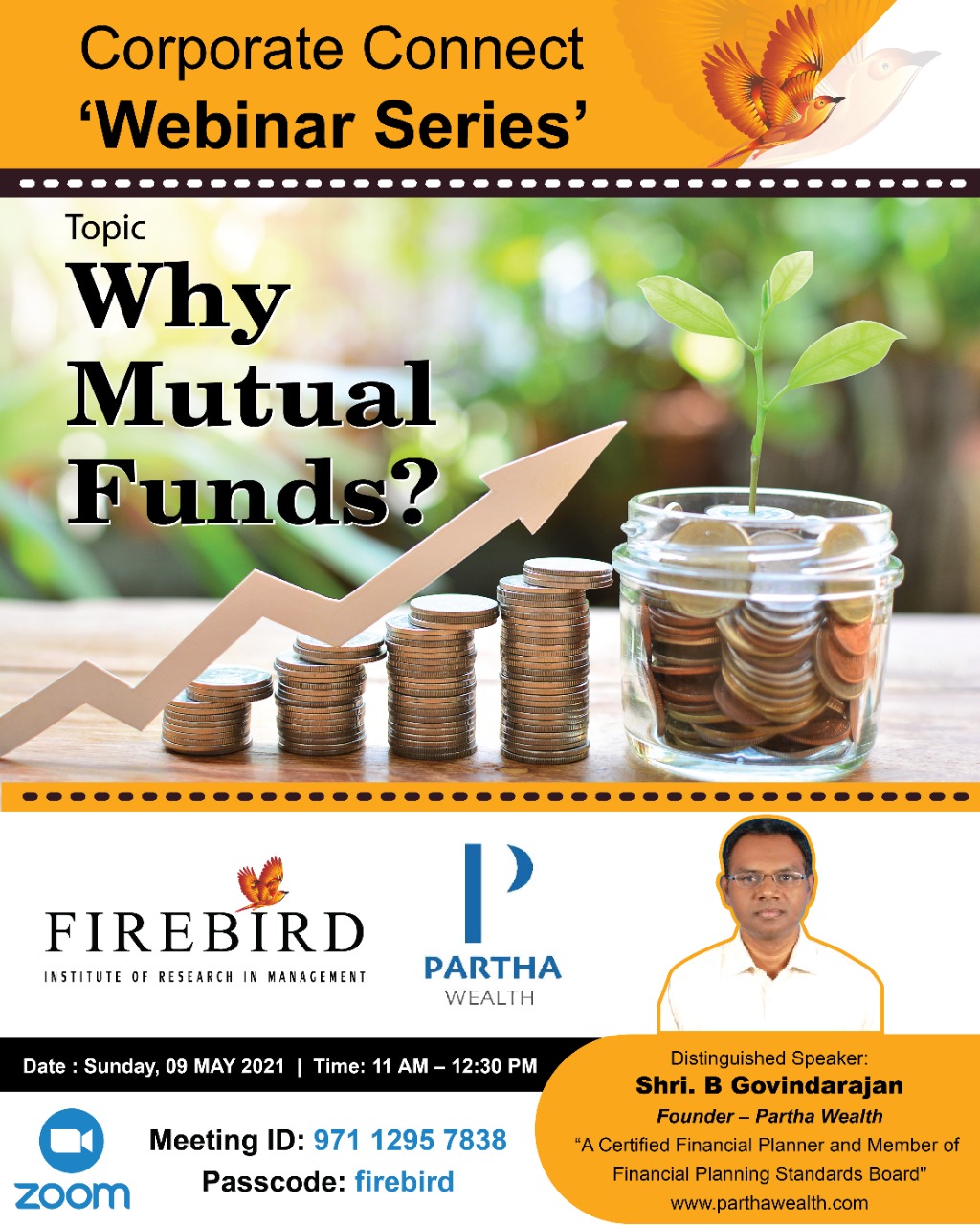 Firebird Webinar Zoom Platform Why Mutual Fund Firebird Corporate Connect Webinar Series Poster
