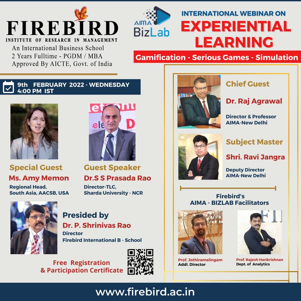 Firebird International Webinar on EXPERIENTIAL LEARNINGGAMIFICATION SERIOUS GAMESSIMULATION