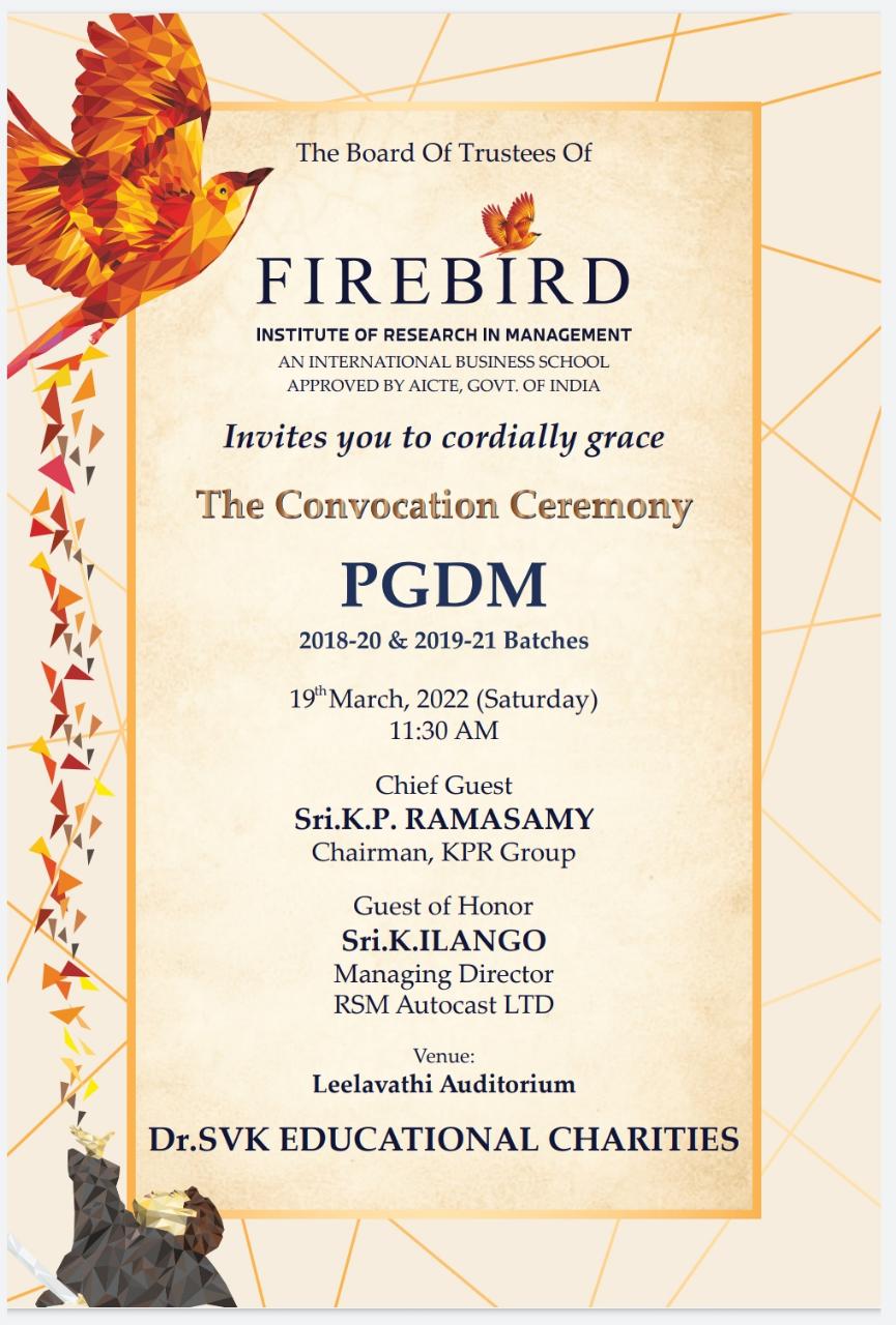 Firebird the Convocation Ceremony of PGDM 2018 20 and 2019-2021 Batches